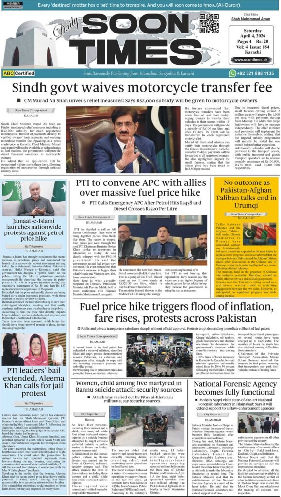 Daily Soon Times Karachi