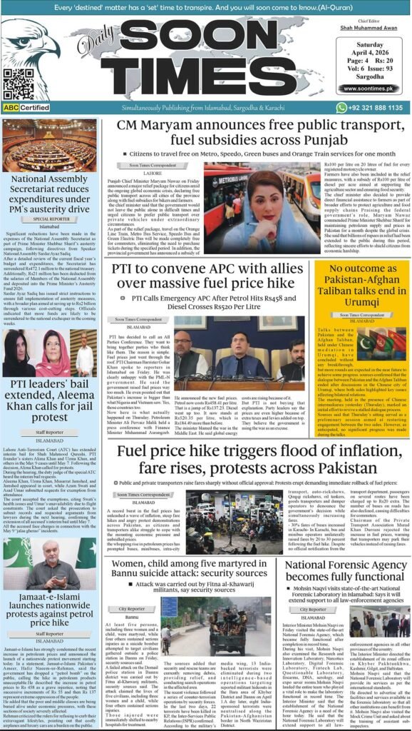 Daily Soon Times Sargodha